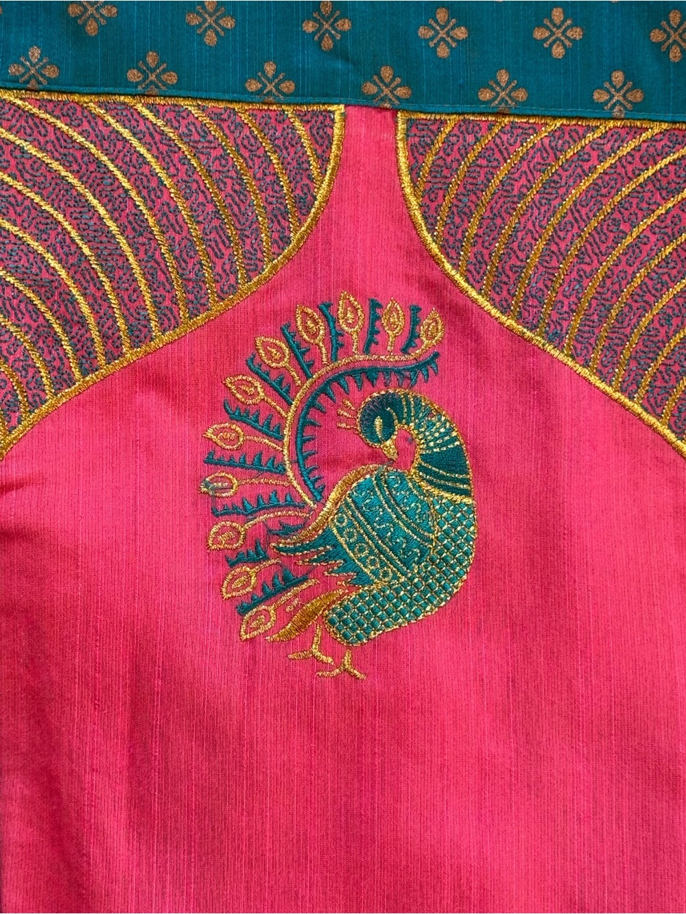 Kid Saara Pattu Pavadai Sattai Choli top Mayil Peacock Rani pink teal size 34 12 - Picture 6 of 15
